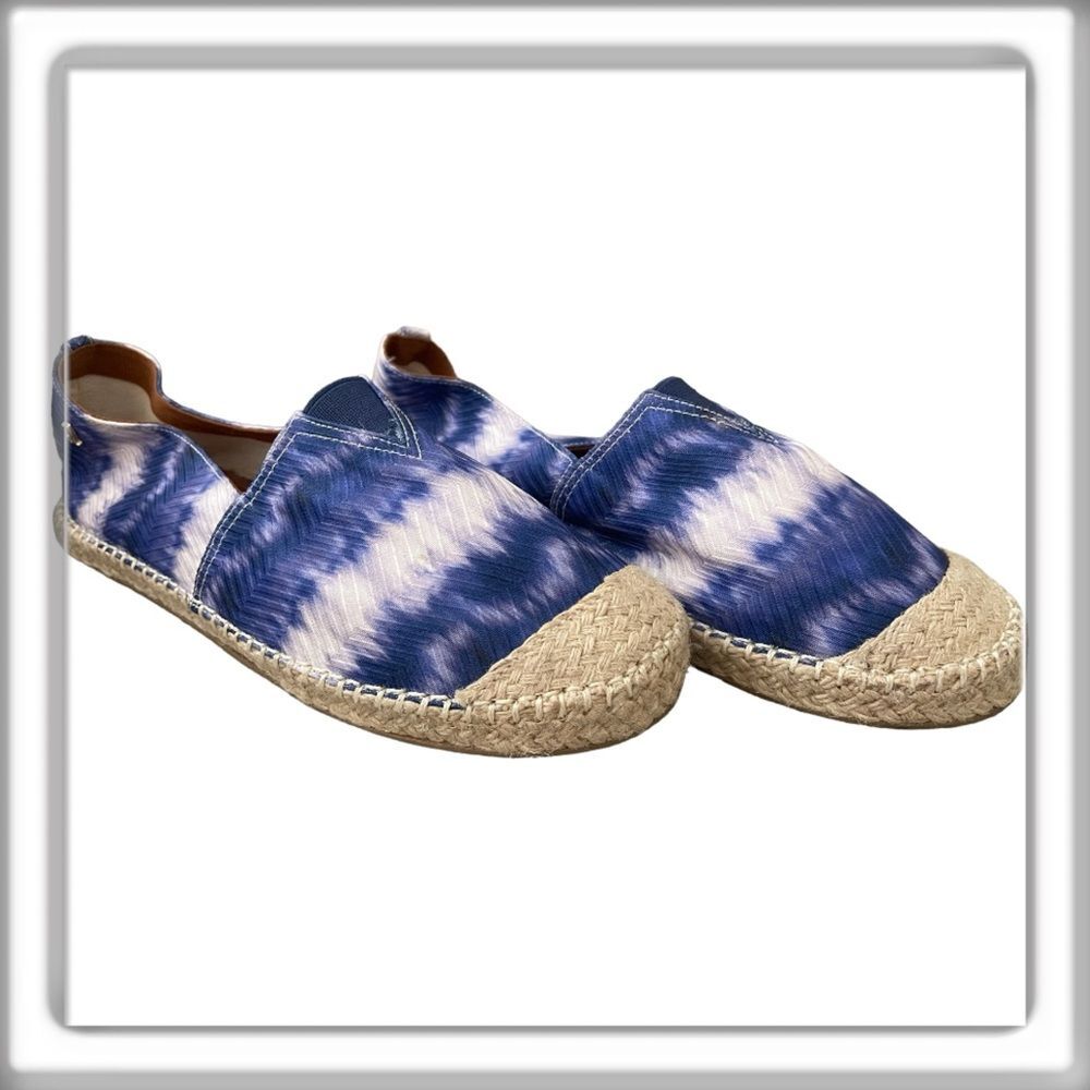Santa Lolla Tie-Dye Espadrilles Shoes Slip On Blue White Woven Size 9